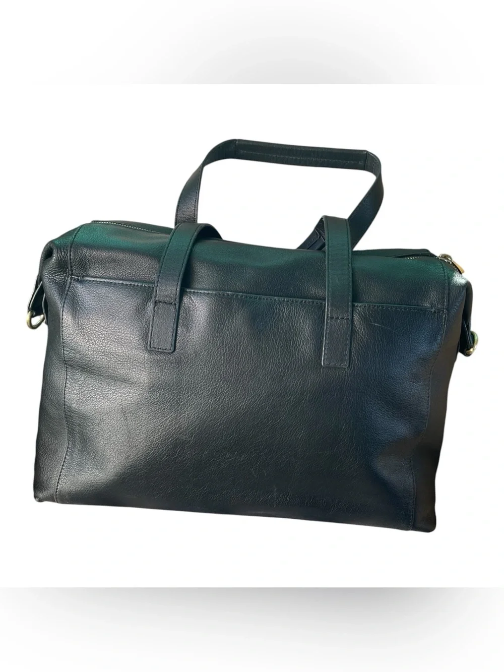 KNOMO London Audley Black Leather Laptop Slim Briefcase Handbag Tote